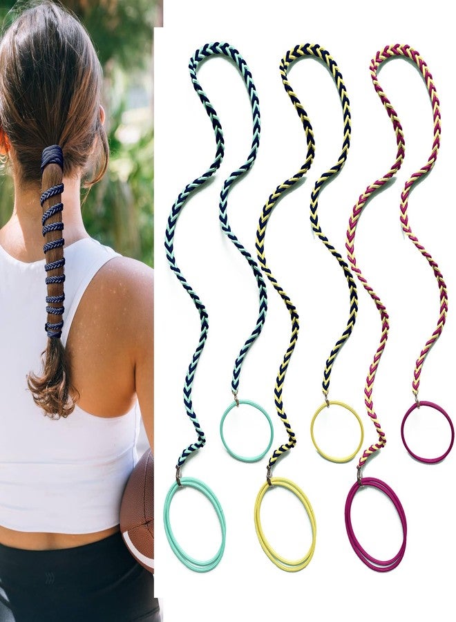 DAOSUN Hair Ties for Women Long Hair, 25" Elastic No Tangle Spiral Hair Ties Damage-Free Pony Tail Wraps for Thick Long Hair Motorcycle Hair Accessories for Sports- Bike Riding Swim Skiing- 3 Pack Colorful - Image 1